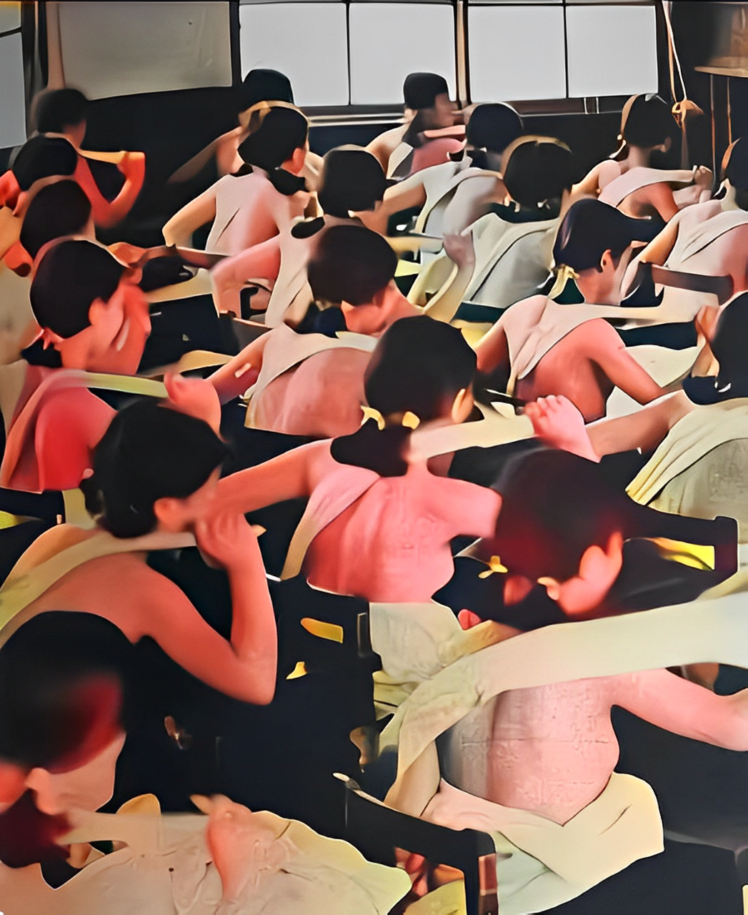日本有一组女学生正在军国主义接受教育的照片!