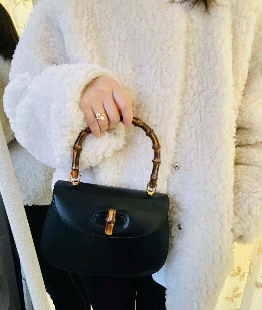 gucci古驰bamboo系列复古单肩竹节包 gucci bamboo竹节小号优雅手提