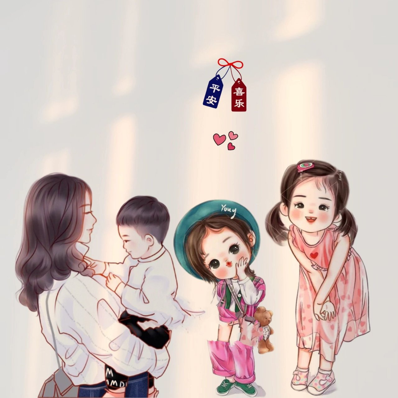 妈妈和两女一儿 头像～你留言我做图	 妈妈和两女一儿 头像～你留言我