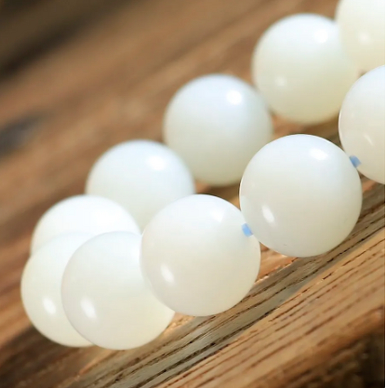 点击头像看直播##和田玉#和田玉白玉珠圆玉润手链手串 白度一级 又适