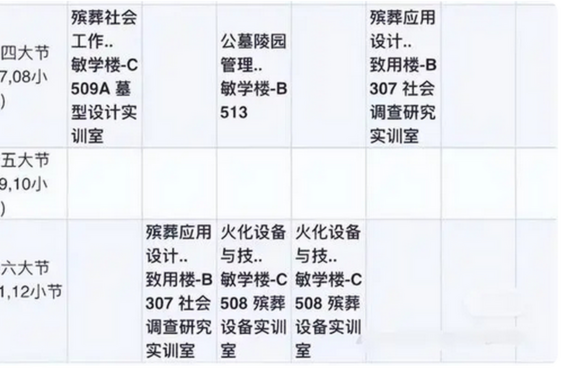 據一名準大一新生曝光的殯葬專業課程表顯示,考生們在瞭解自己即將