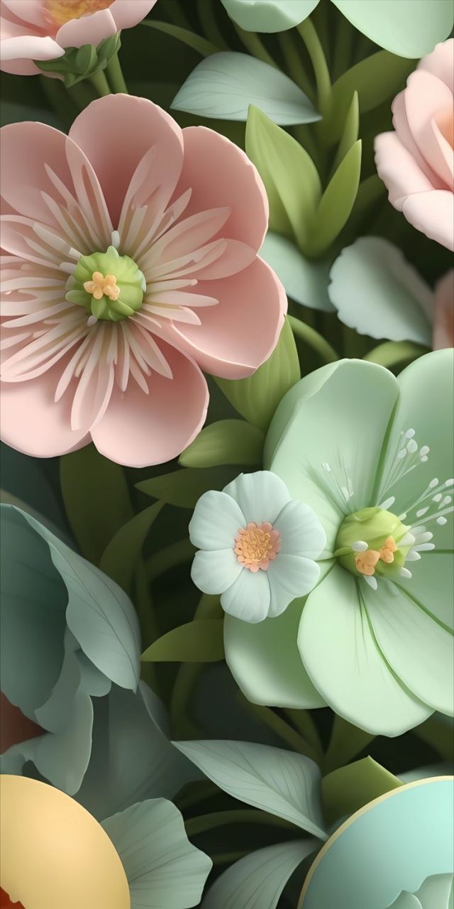 立体花朵手机壁纸,很有浮雕的质感