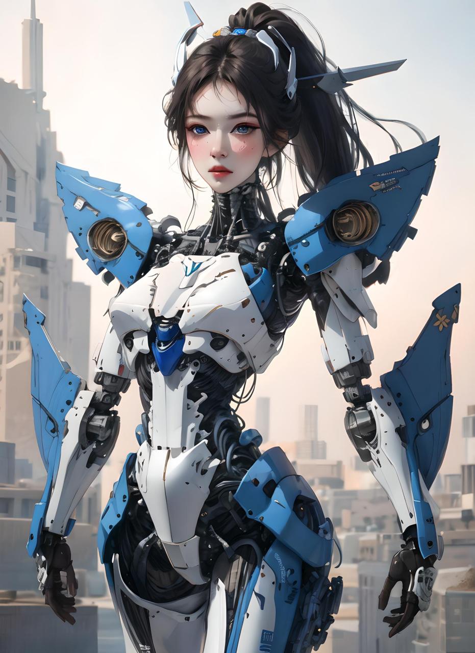 她是那个在二次元世界中令人惊叹的机甲风美女,她用她的力量和勇气