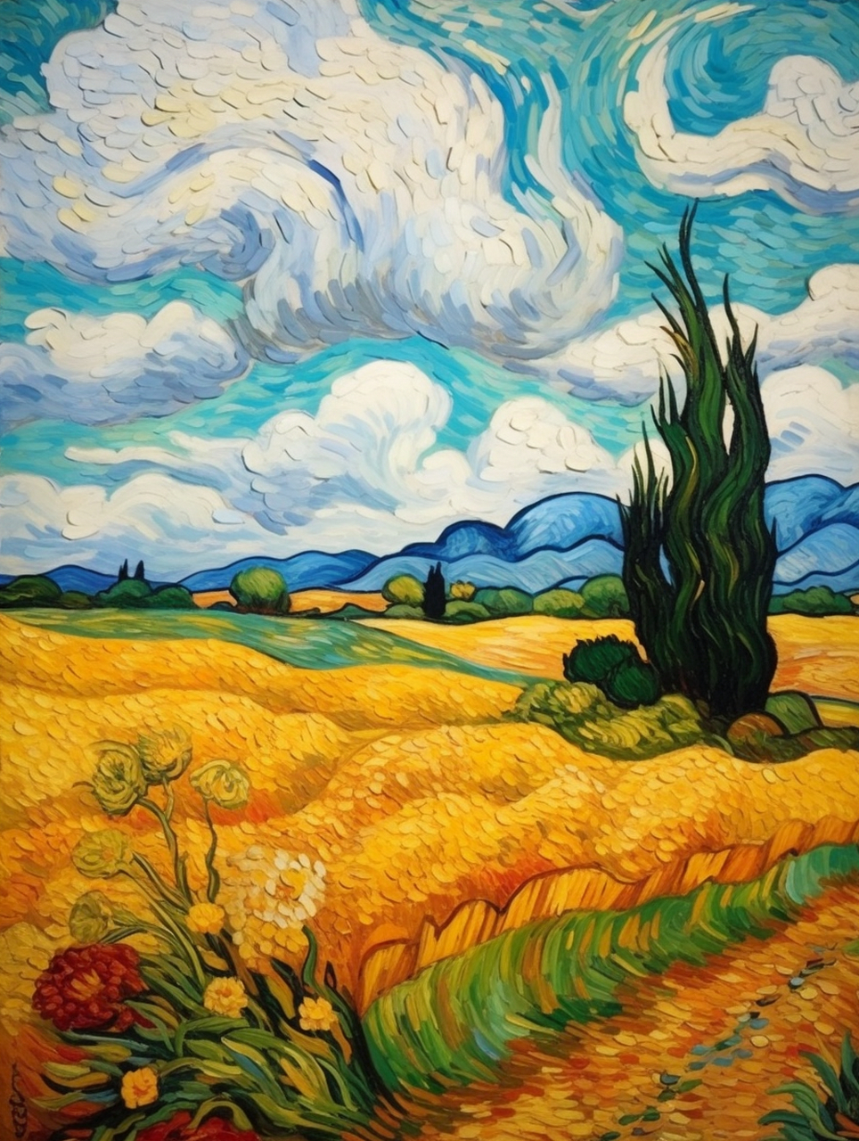 绚烂星空下的梵高油画风格  梵高(vincent van gogh)是荷兰后印象派