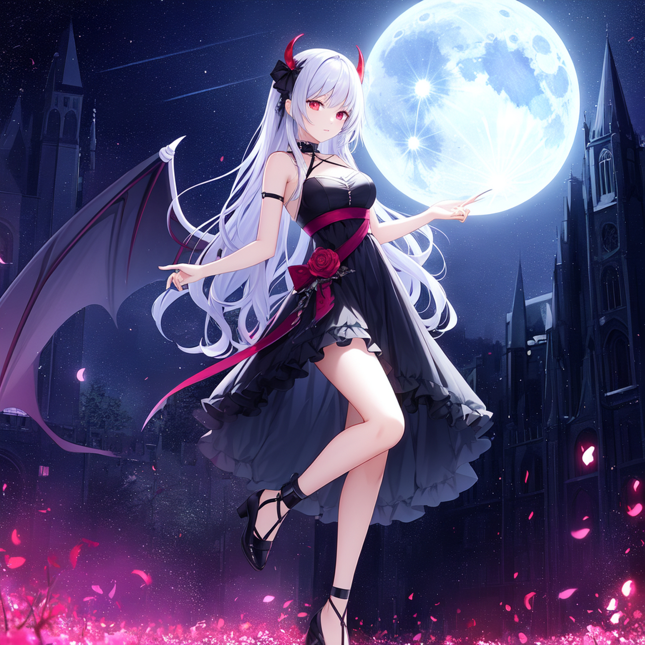 月光下的小恶魔 要契约这一只小恶魔么 #百鬼惊魂派对# #动漫壁纸