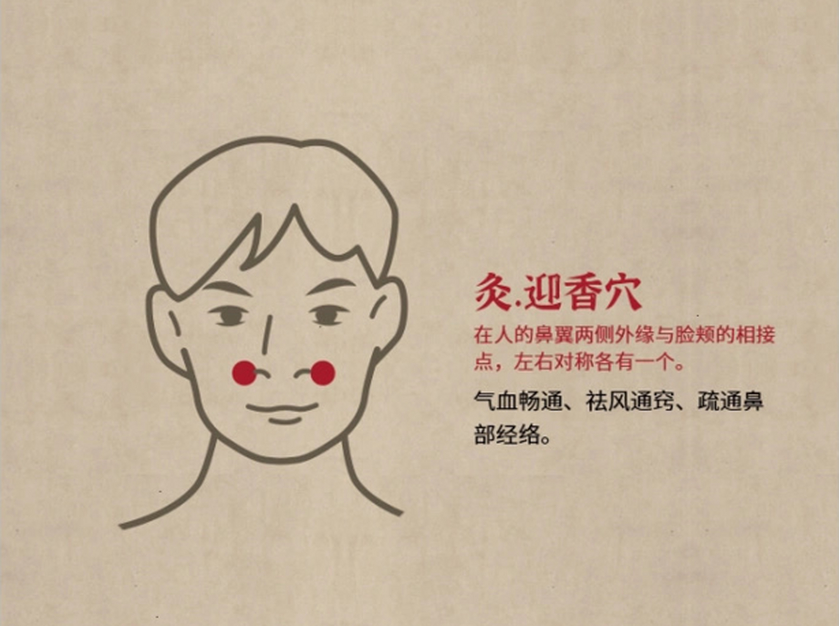 迎香是人体腧穴之一,属于手阳明大肠经,此穴在鼻旁,因能主治"鼻鼽不