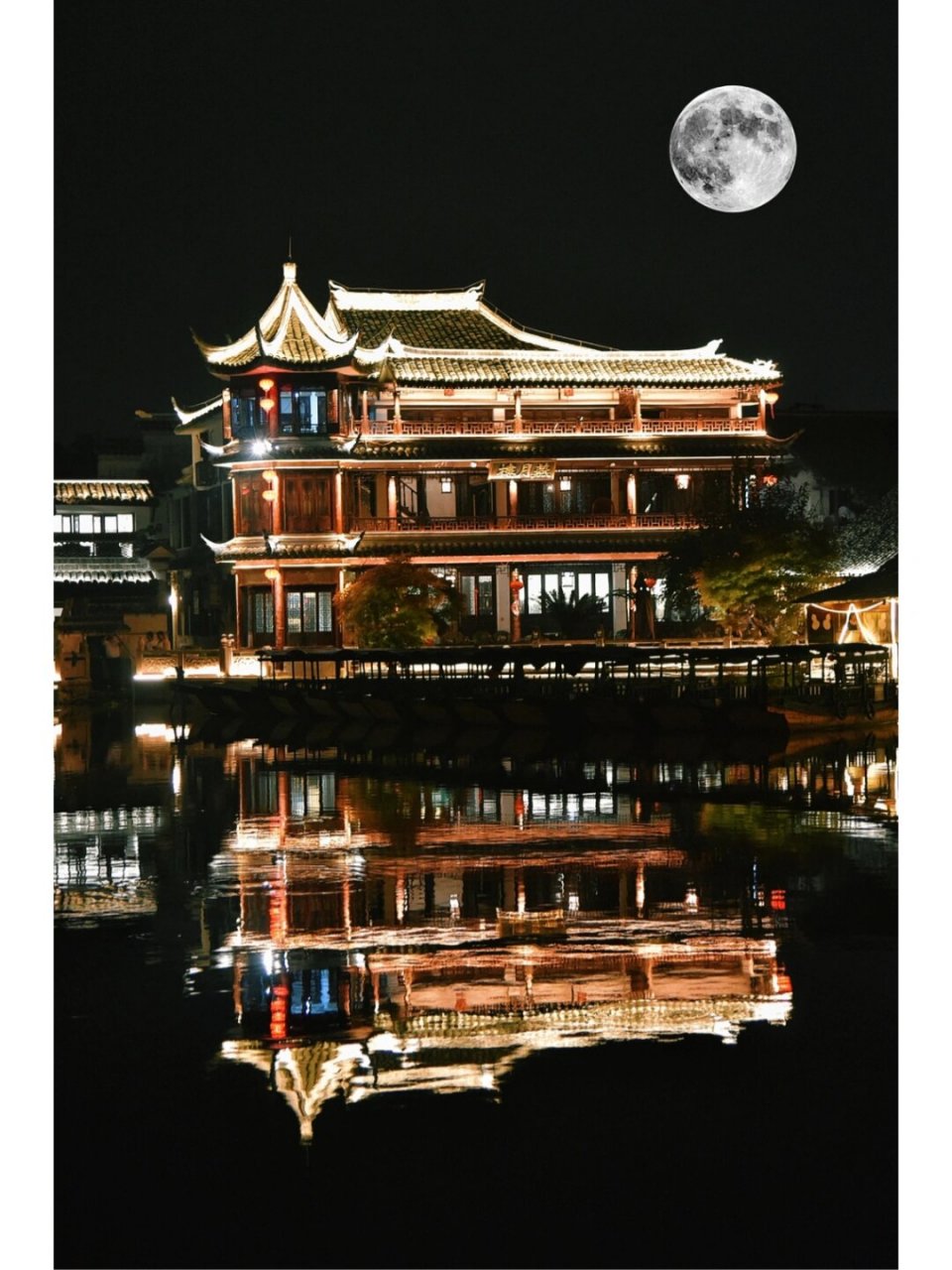 锦溪古镇夜景图片图片