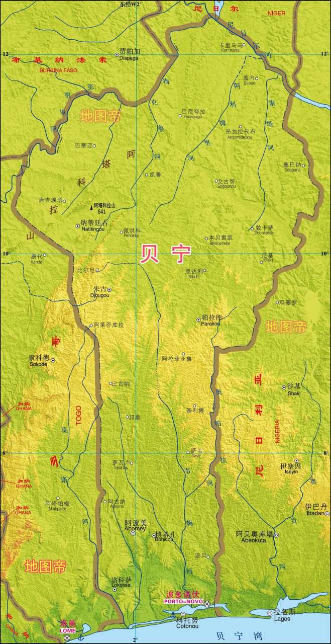 贝宁地图高清版大地图图片