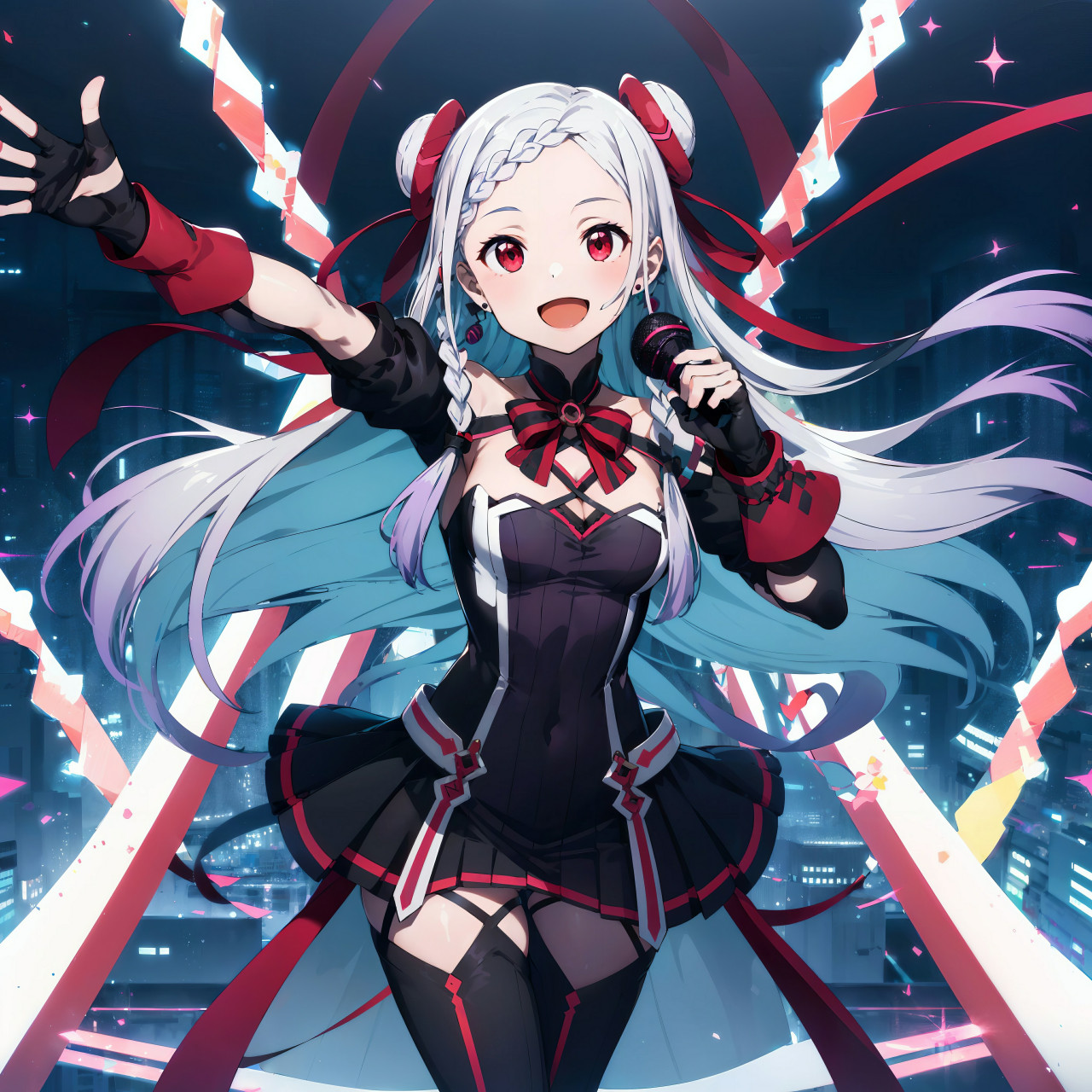 动漫虚拟角色婉如画, 黑袍白裙礼帽嘉.