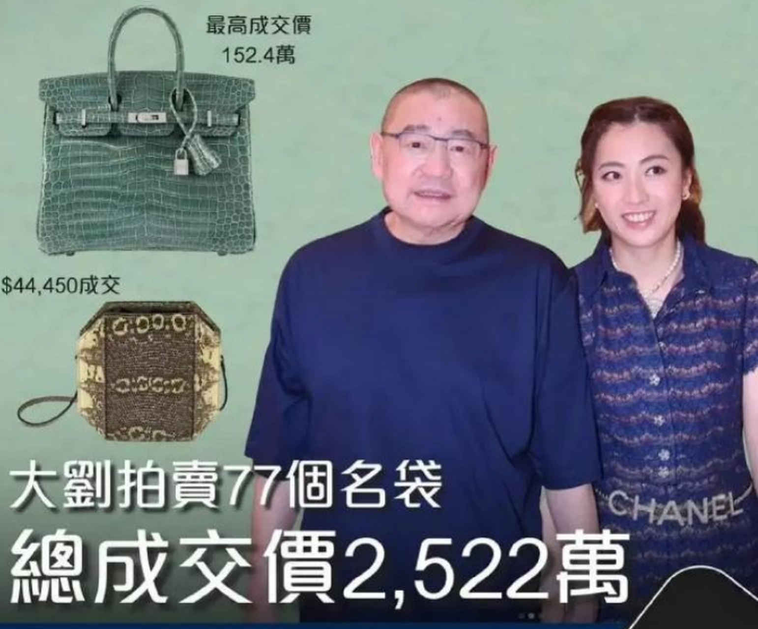 爱马仕76件,香奈儿1件成功拍出,总成交价2522.