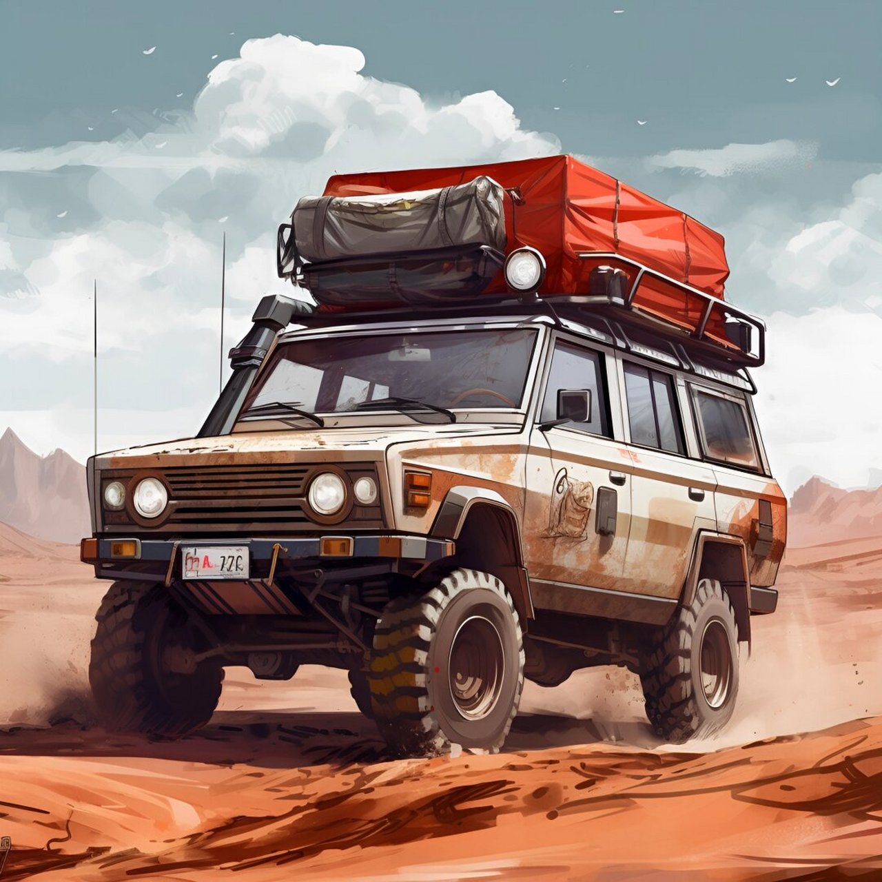 绘画素材千集分享 车·越野车   在绘画的世界里,车辆是常见的创作