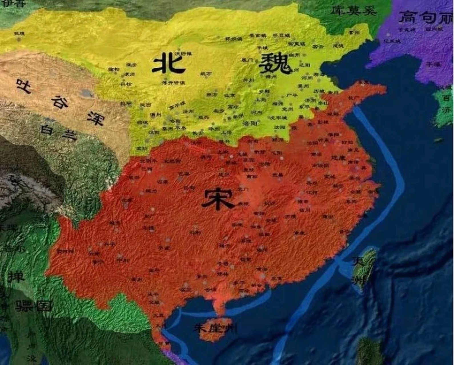 南北朝刘宋时的地图 这是南北朝刘宋时期的地图.