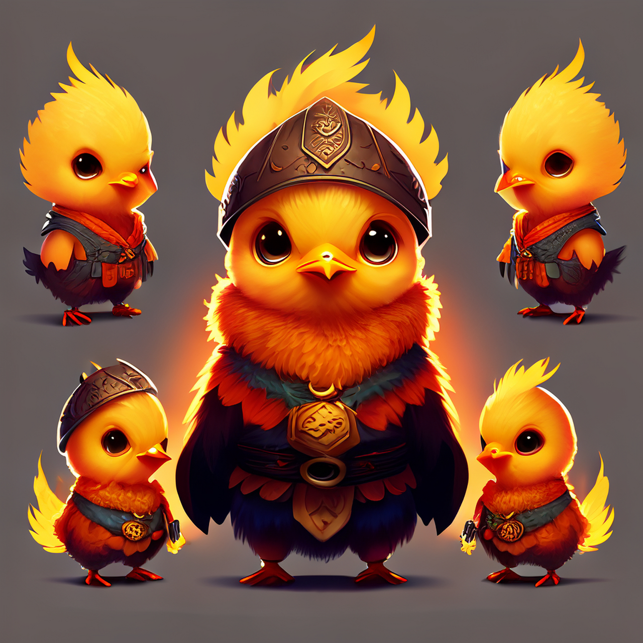 为图像制作各种变化,具有快速轮廓的角色概念艺术非常可爱的小鸡宝宝