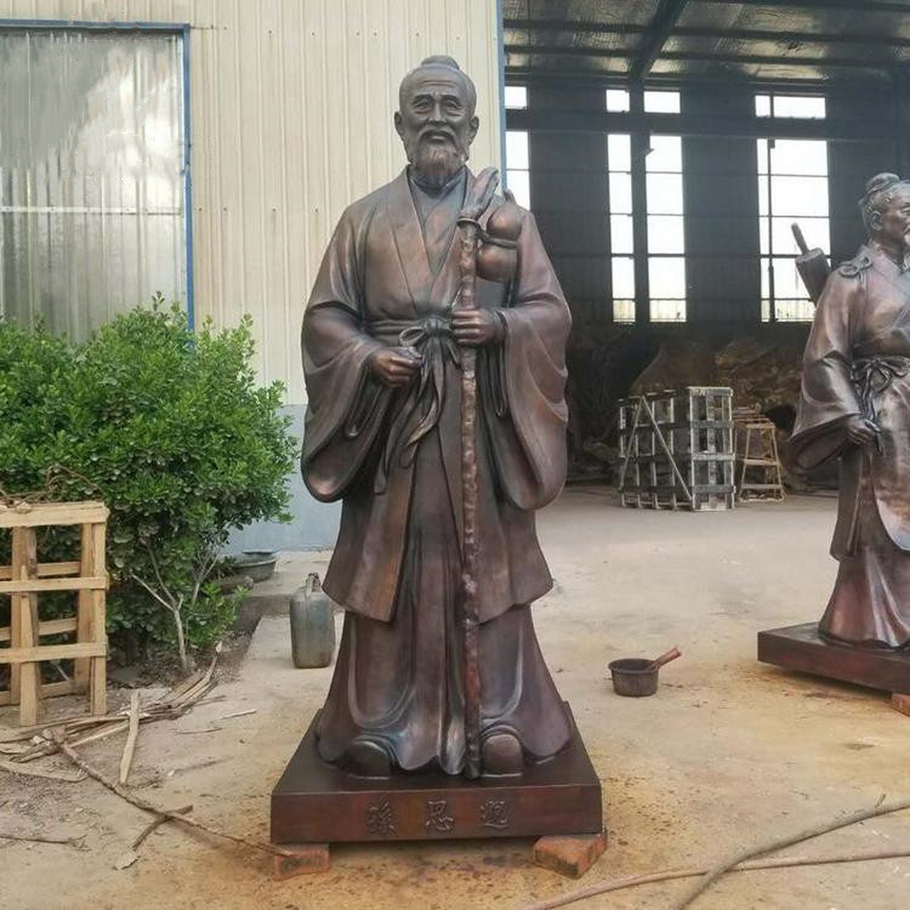 祥狮神医药王铜像纯铜五大神医神雕像纯铜复古药王爷菩萨像神医华佗