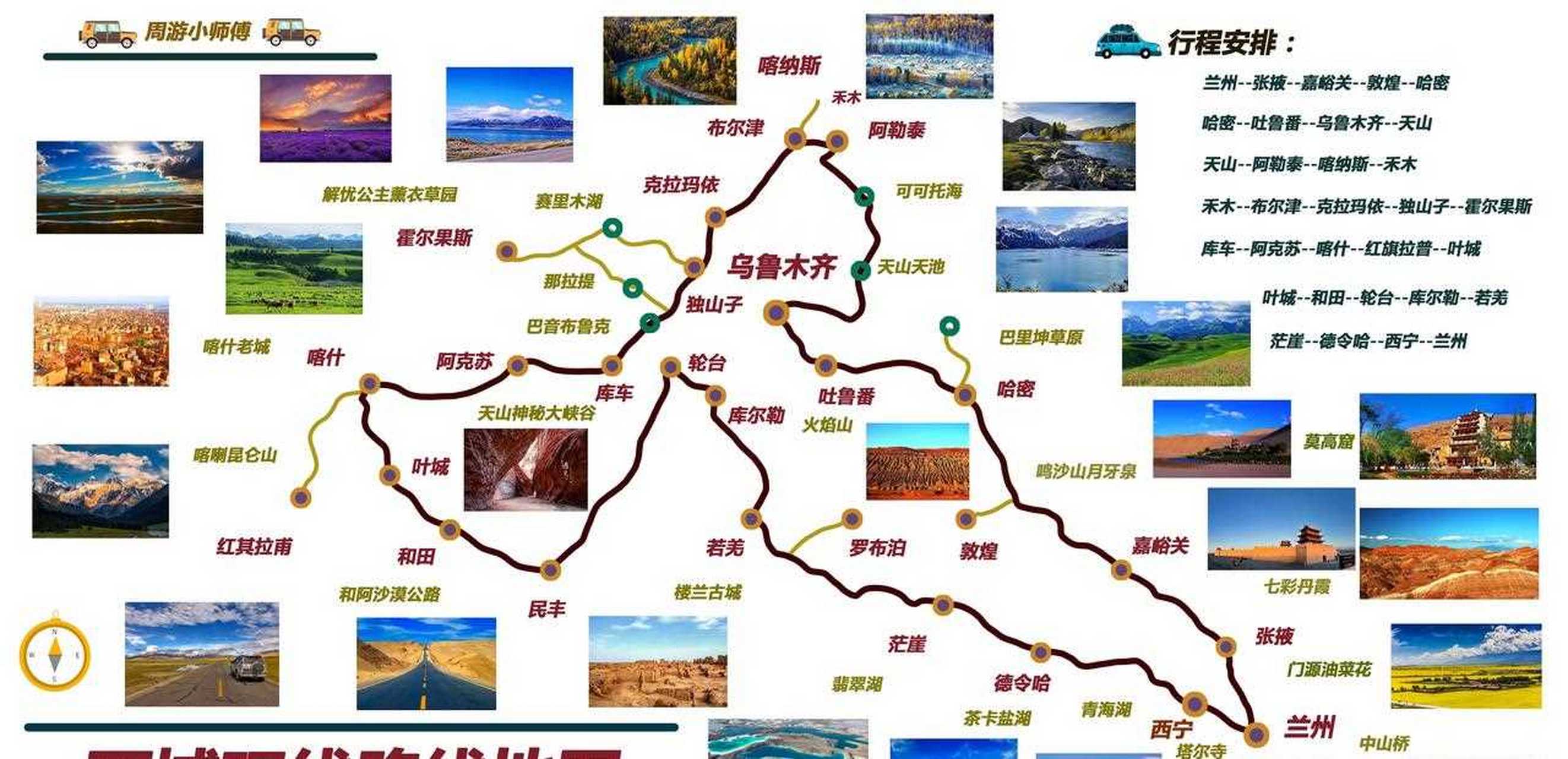 西部精华自驾路线地图攻略推荐: 新疆经典自驾路线集合推荐:[药丸]