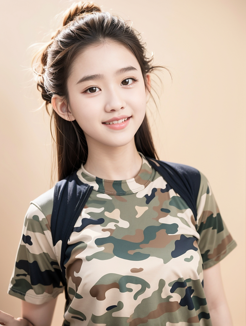 绝色美少女迷彩服写真照片,漂亮小姐姐高清摄影艺术照#养眼美女