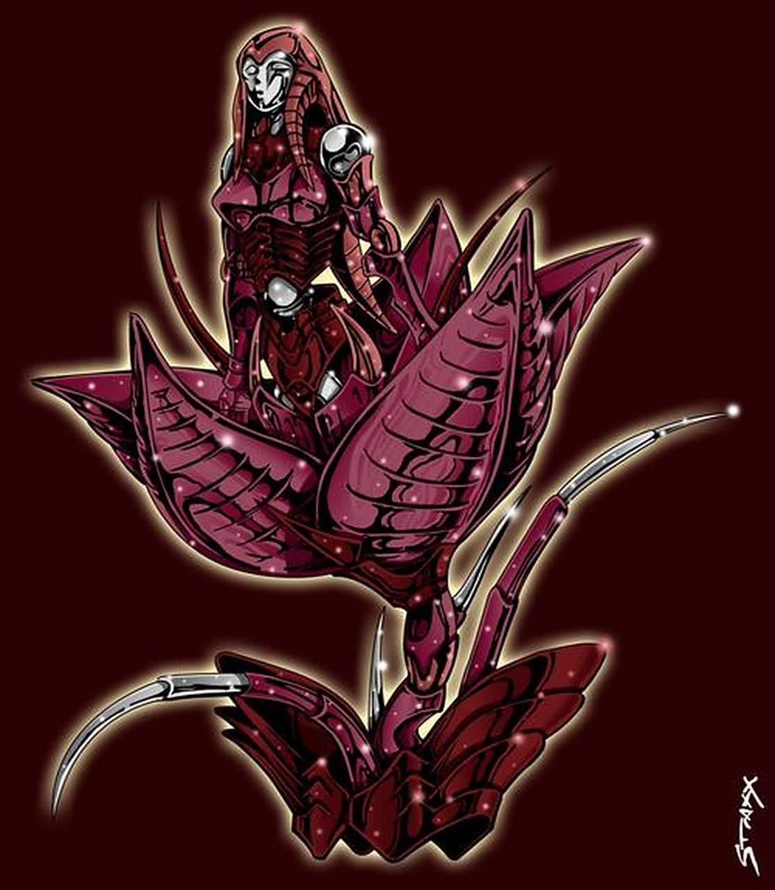 冥斗士奎恩的冥衣形态很特别,外形是一只从盛开着的曼陀罗花中探出一