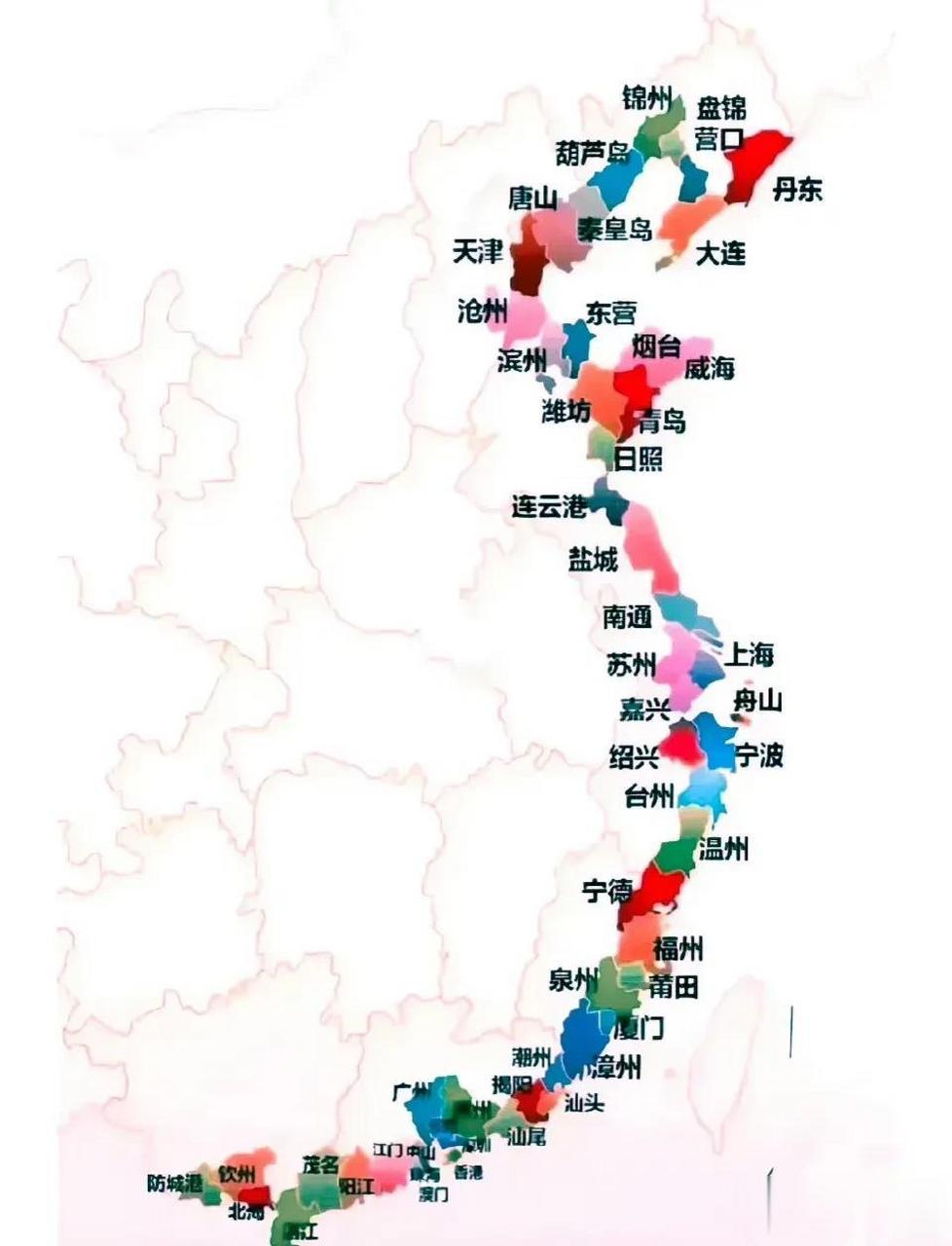 我国沿海城市分布图如果在理想状态下,你更喜欢到哪个城市生活?