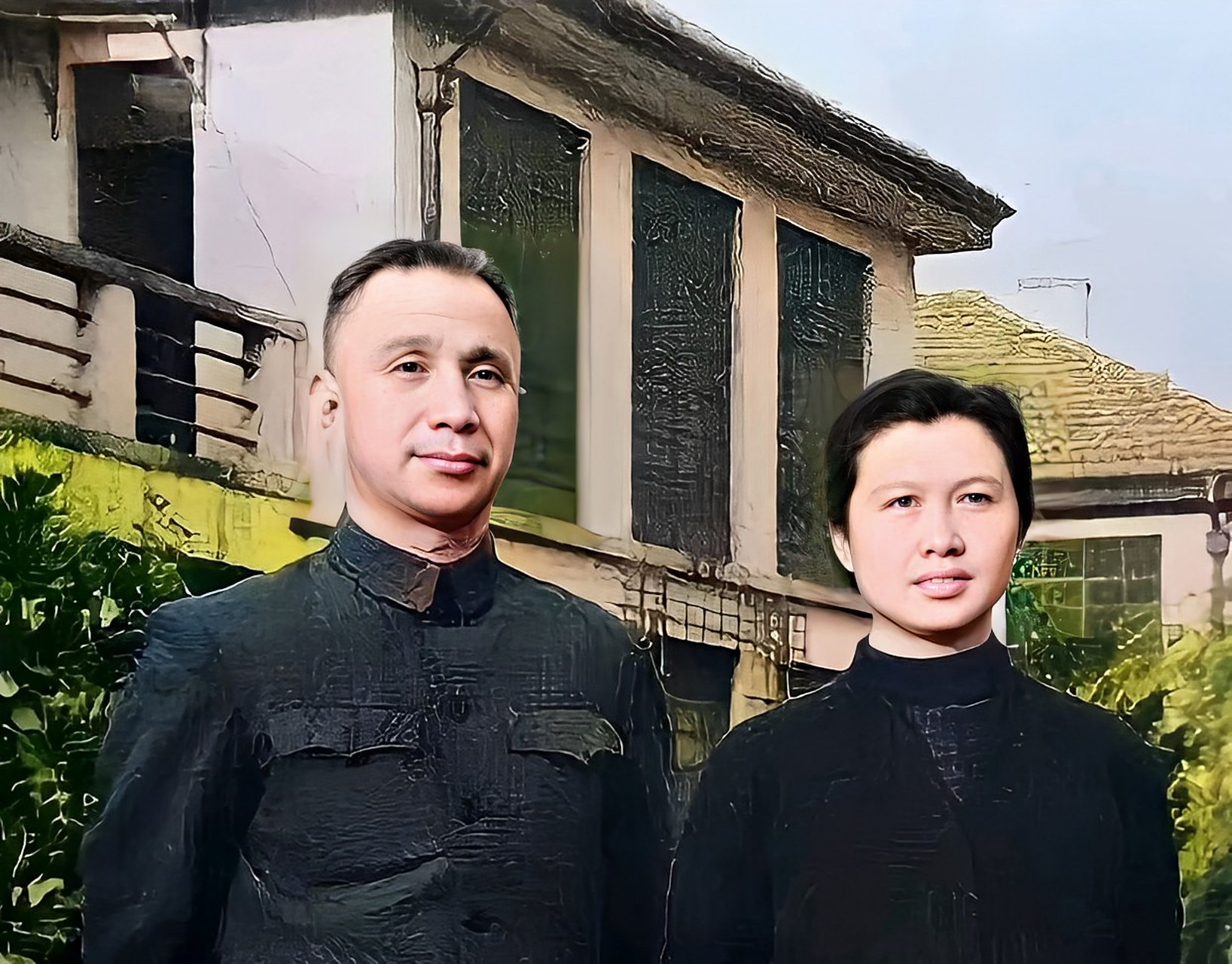 一张粟裕·将军和他的妻子楚青的老照片.