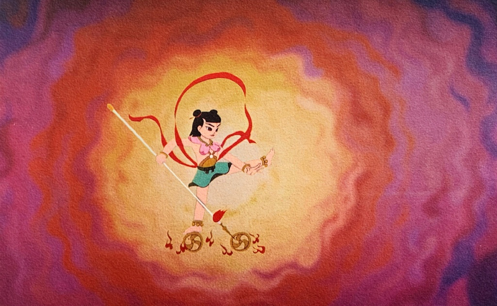 中国第一部彩色宽银幕动画长片《哪吒闹海》上映,它是中国动画电影