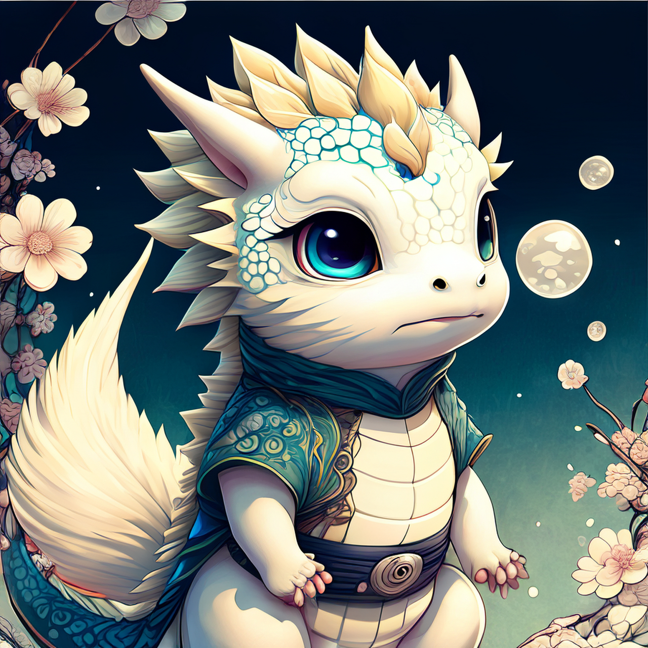 百度ai绘图黑科技#可爱的小白龙打扮成火影忍者,皮克斯风格,拟人化