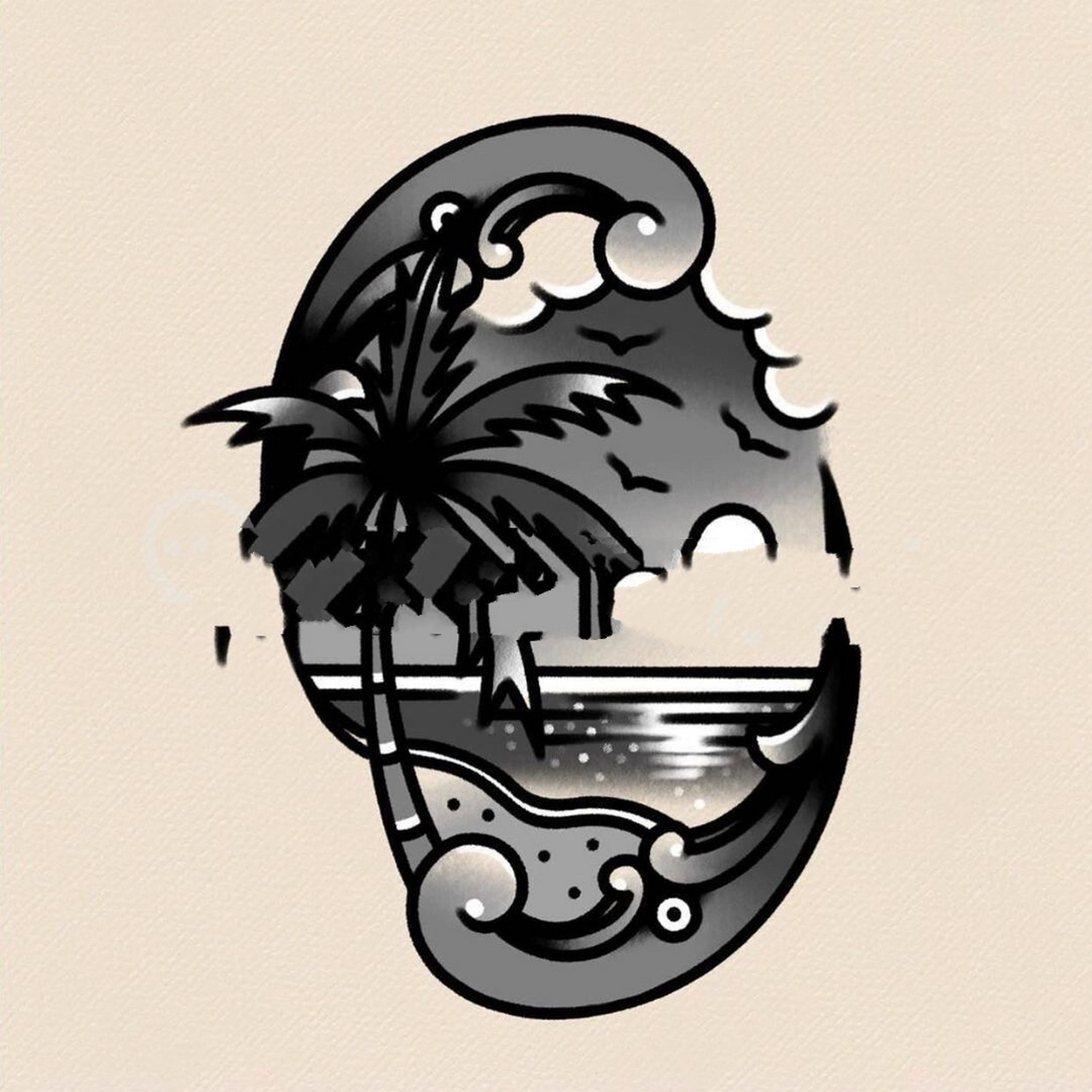 7张拼接小图花臂oldschool纹身