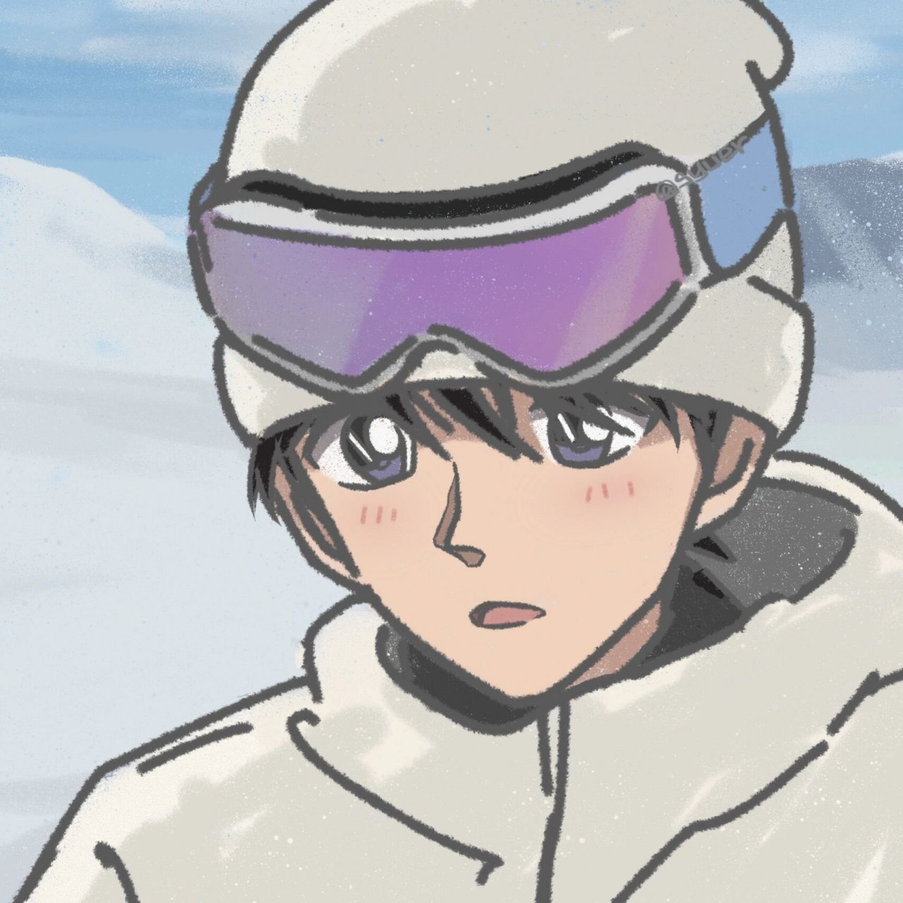 名侦探柯南工藤新一小兰|情侣头像	"滑雪嘛 赶着摔跤的那种哦 	 禁止