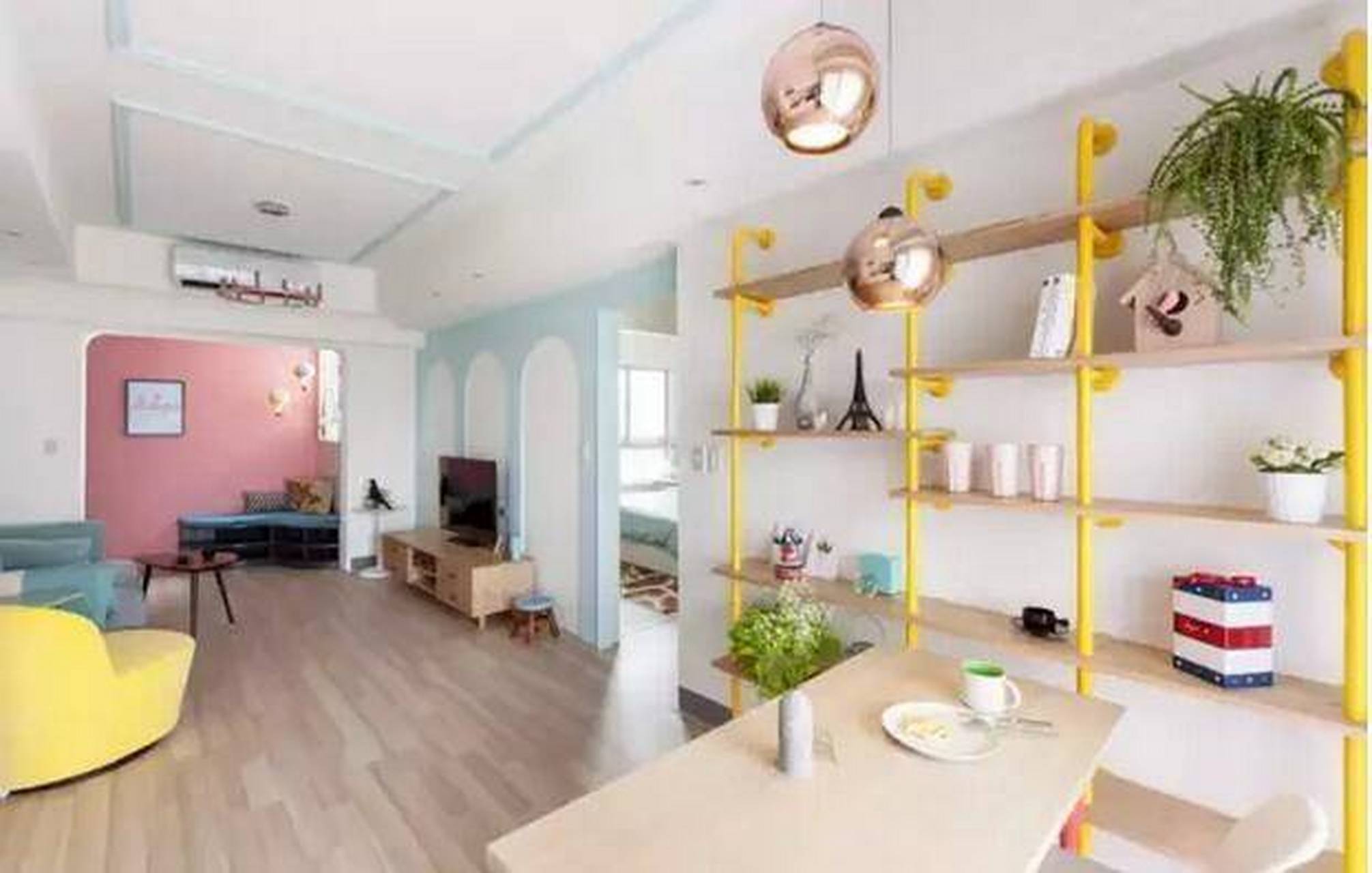 马卡龙色调的家居风格总会带来一种甜蜜蜜的居室氛围.