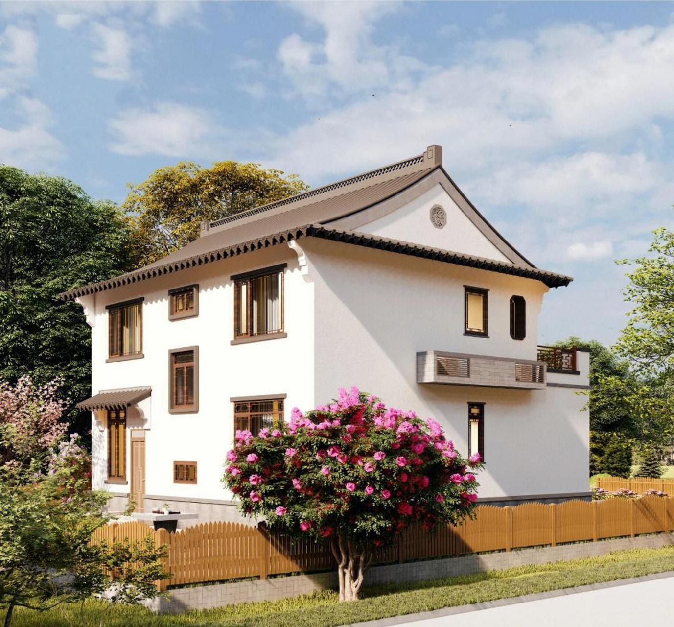 独具韵味的二层中式自建房 返璞归真的灰瓦白墙二层中式自建房,简洁