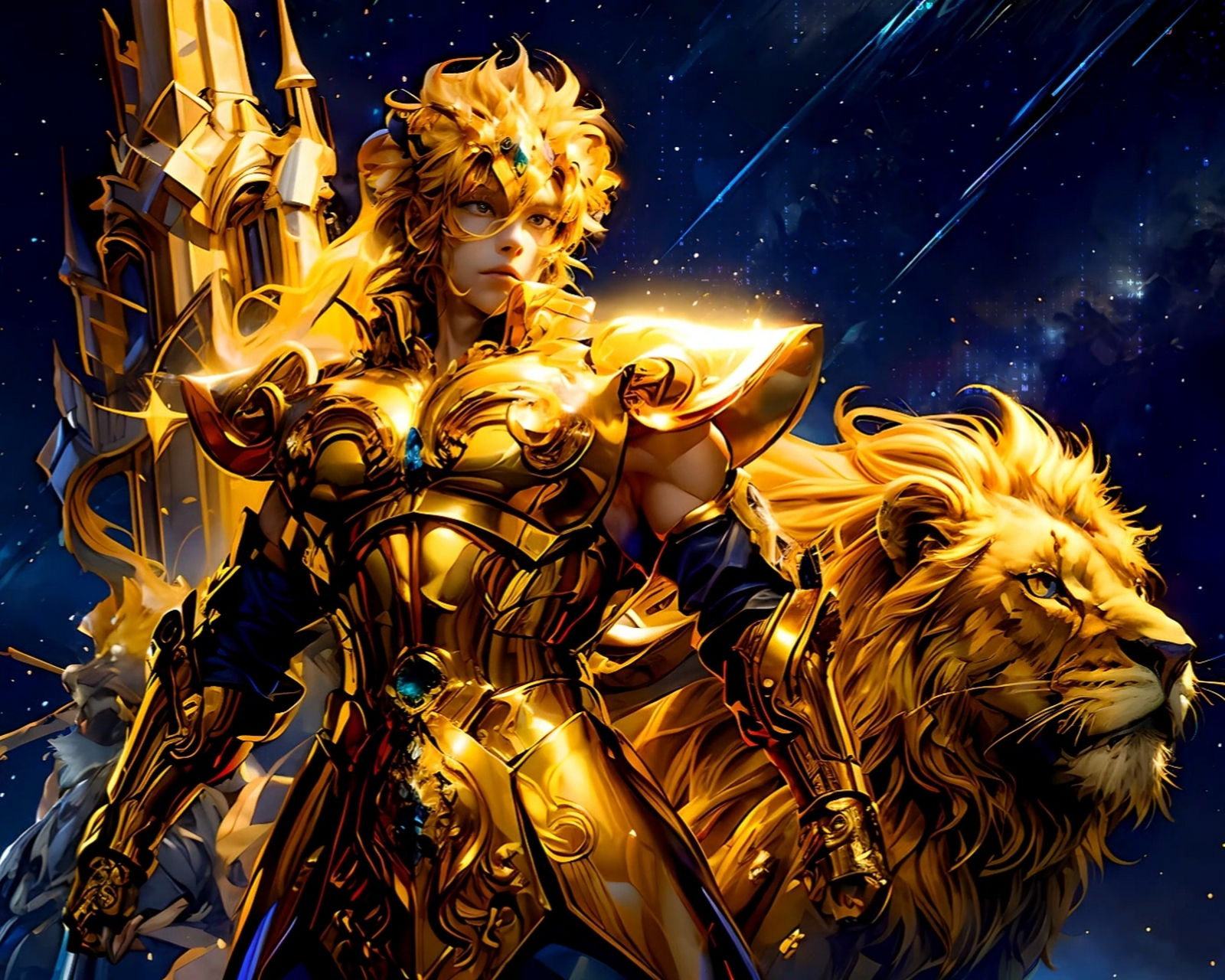 今天我就通过midjourney绘画出新风格版的黄金狮子座.希望大家喜欢.