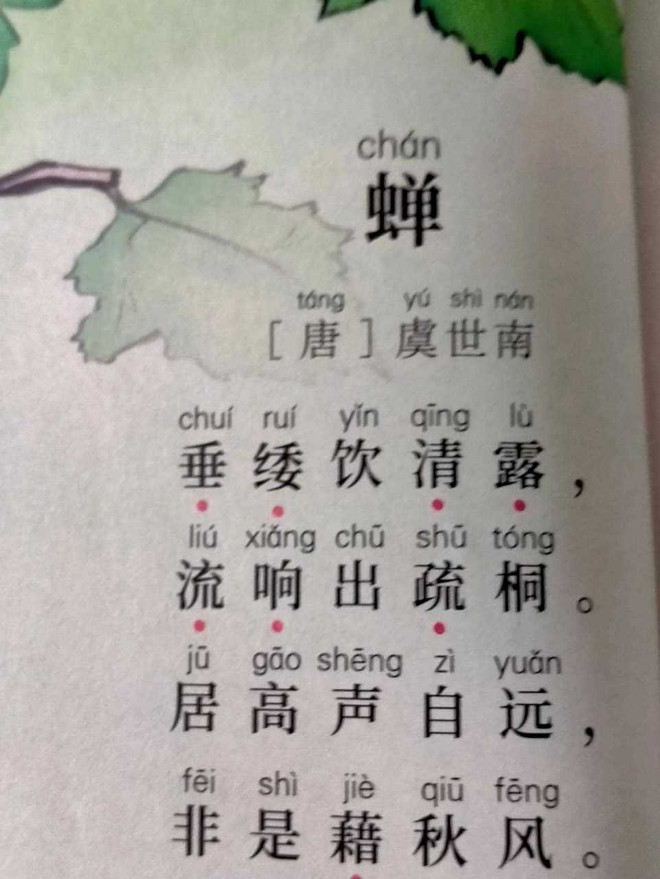 《蝉》唐/虞世南 垂緌饮清露,流响出疏桐.