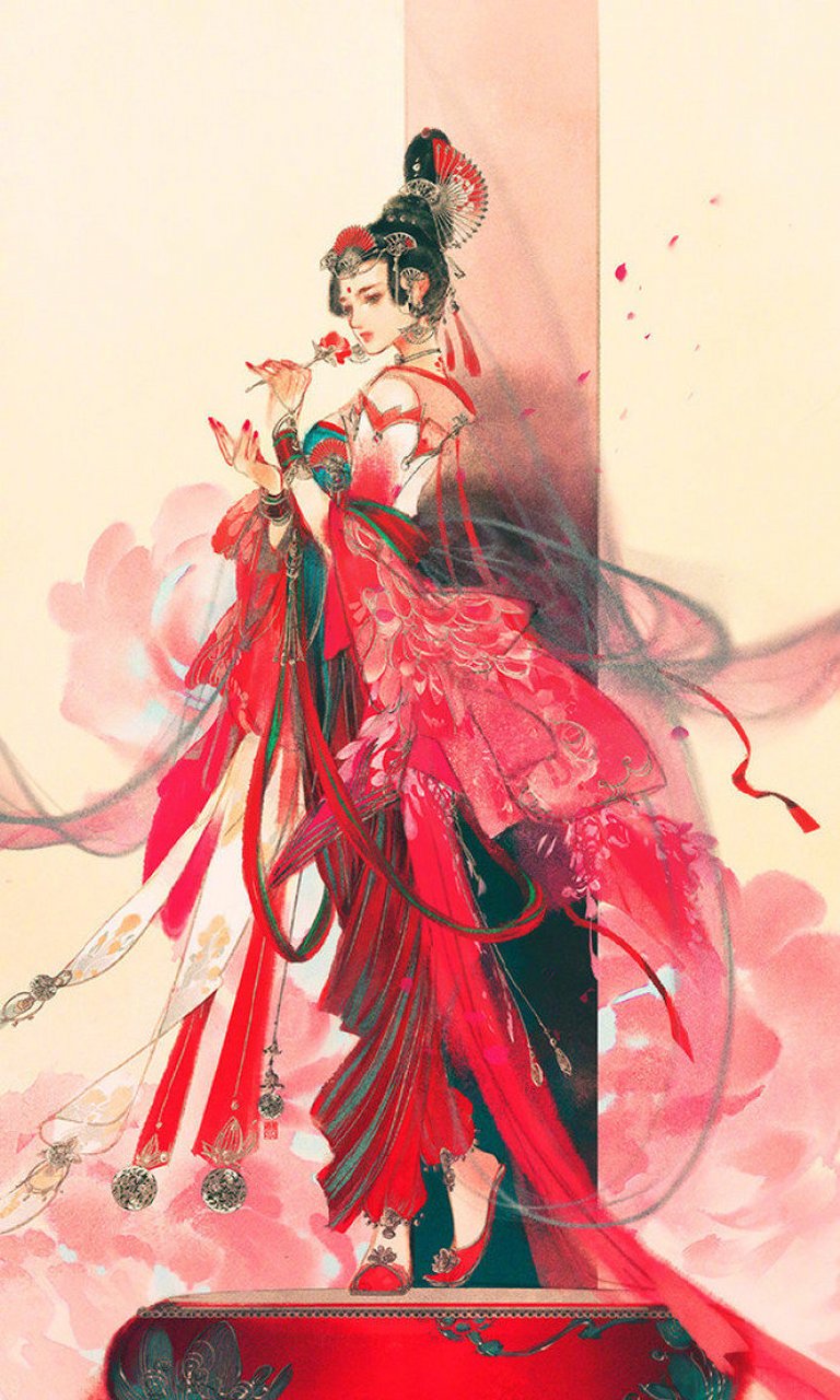 伊吹鸡腿子的水墨绝美古风,画风唯美,意境深邃.