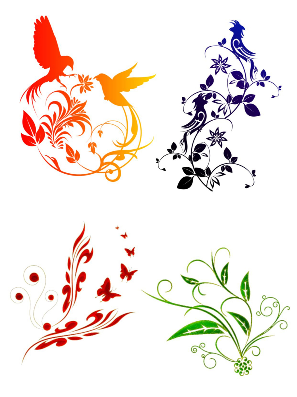 中式藤蔓花纹花边素材  今天为大家带来几组经典的多彩花纹藤蔓和花边