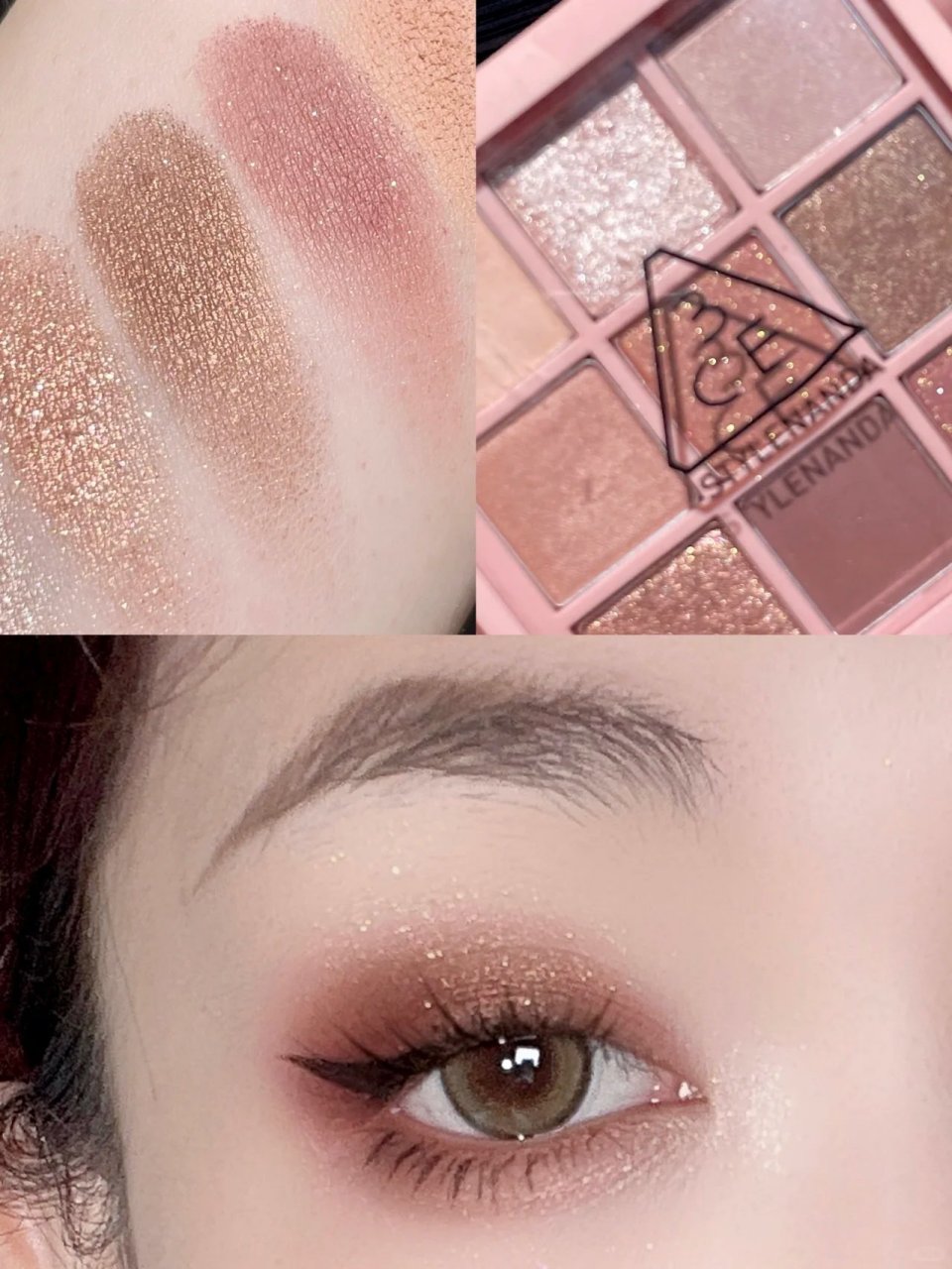 清透感蜜桃眼妆~也是超简单的画法~ 晕染少量清淡挂的蜜桃金橘色眼妆!