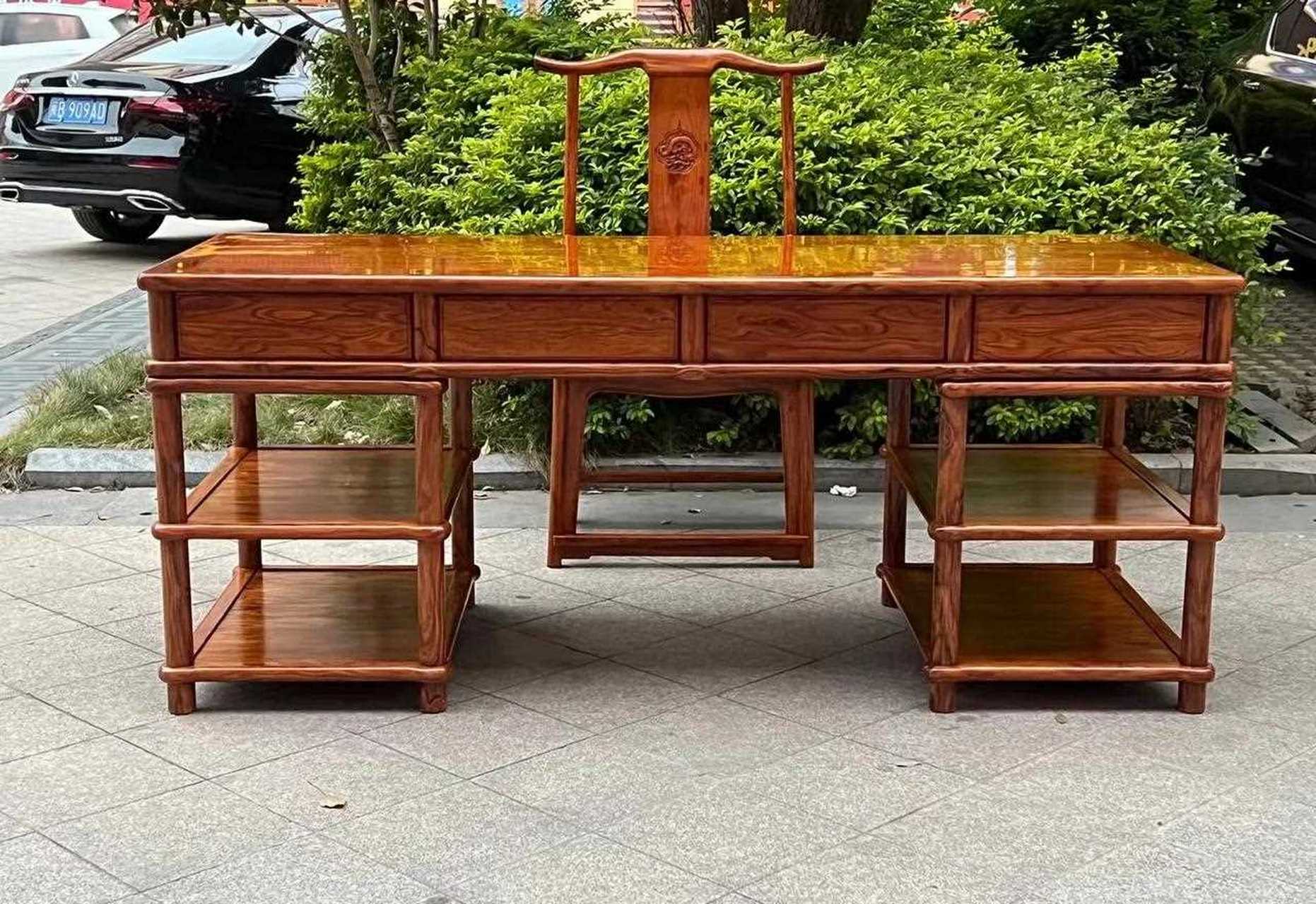 圆包圆办公桌黄花梨《降香黄檀·面板2拼》198-75-82重180斤左右