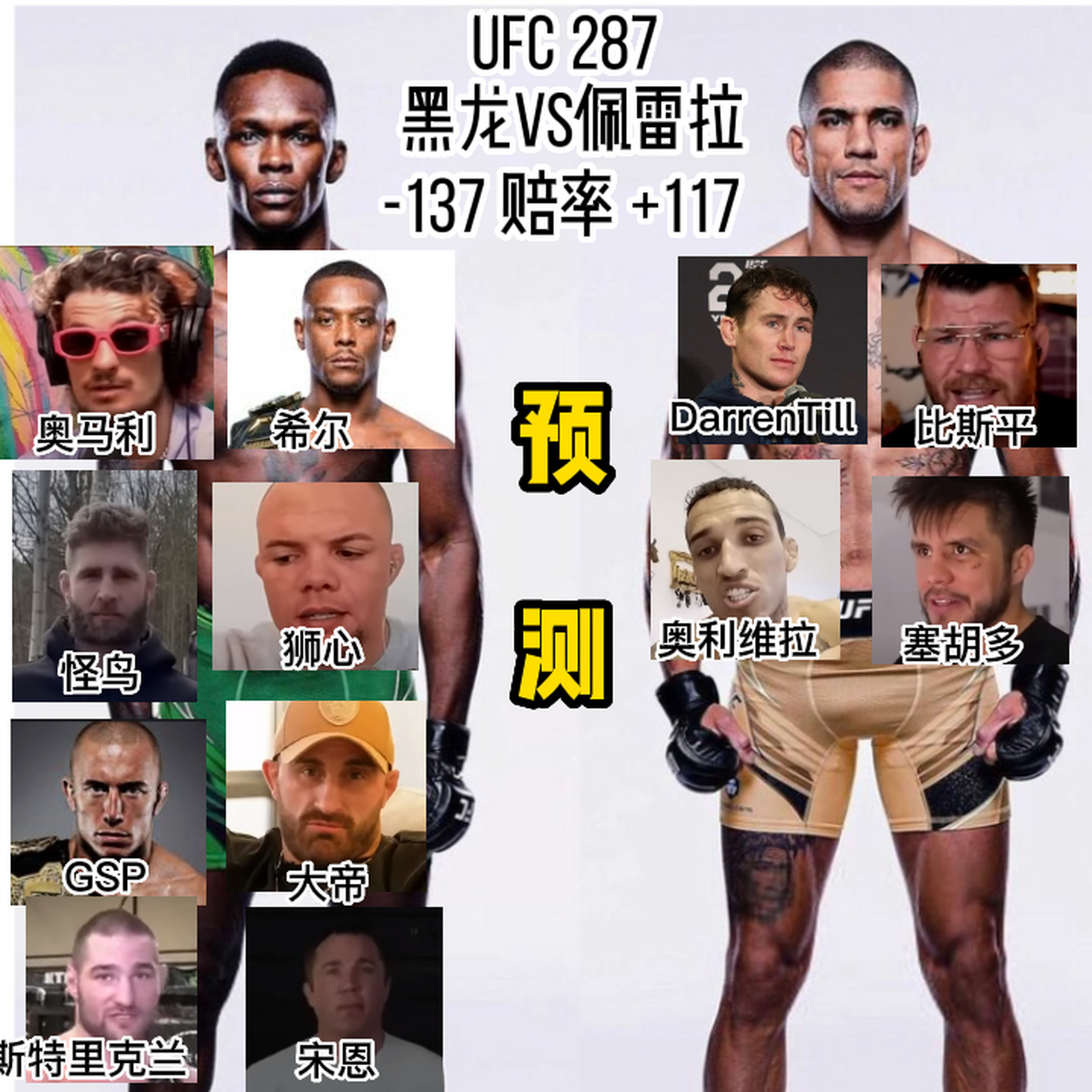 ufc拳手们预测ufc287 黑龙vs佩雷拉结果,你会选择谁?