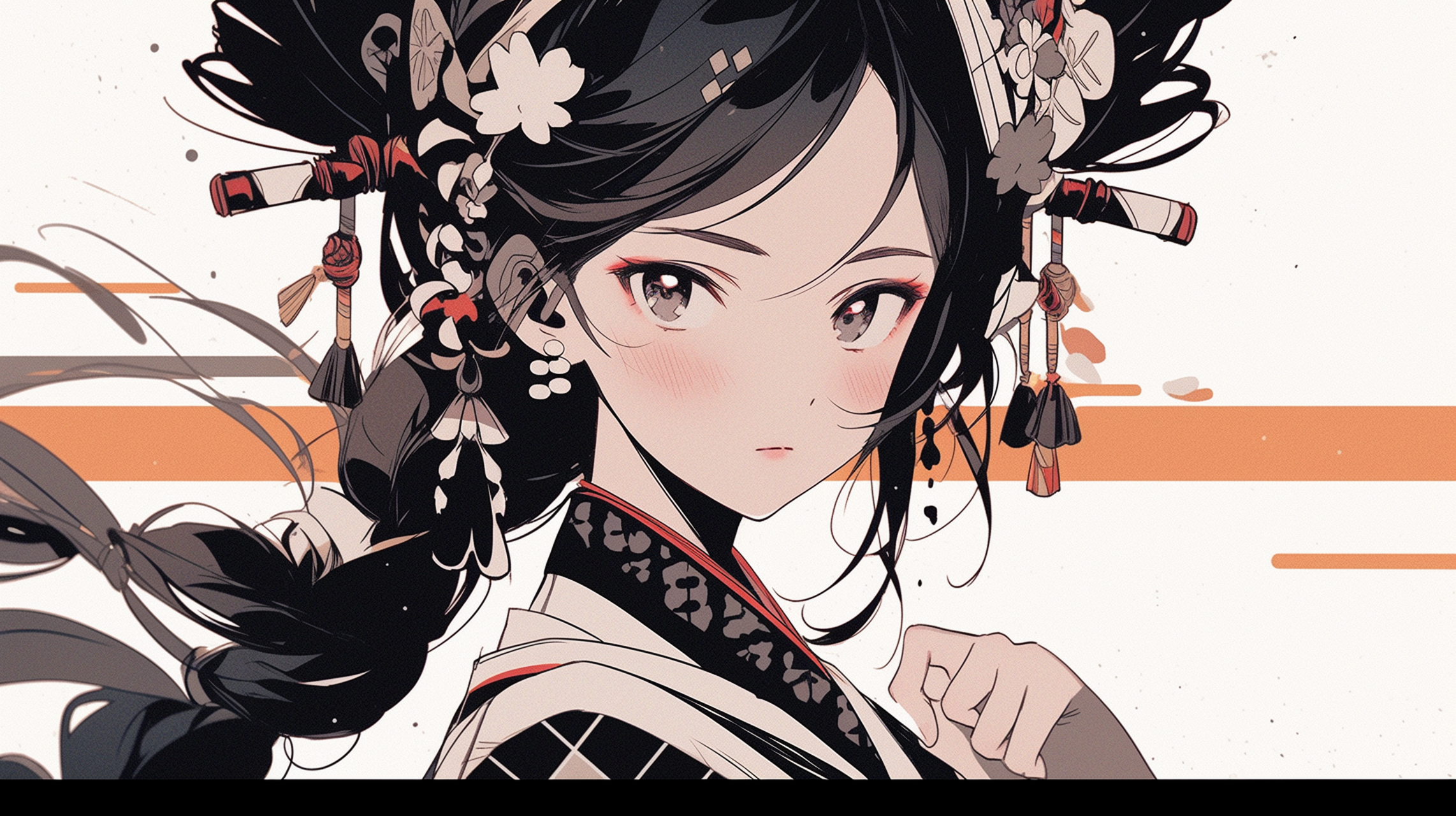 电脑壁纸# #二次元# #绘画# 简笔 #帅气小姐姐
