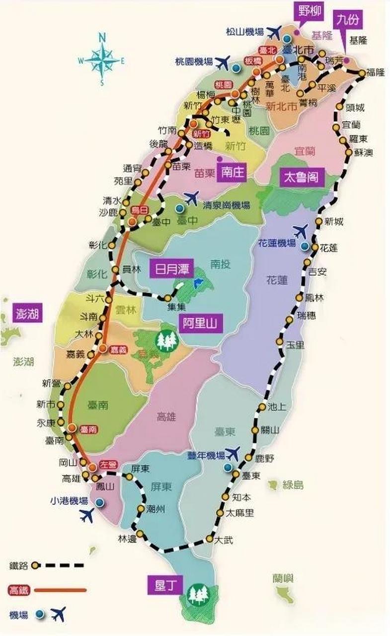 台军的军事机场分布图.非常详细,两岸一旦开战,这些机场会被直接锁死.