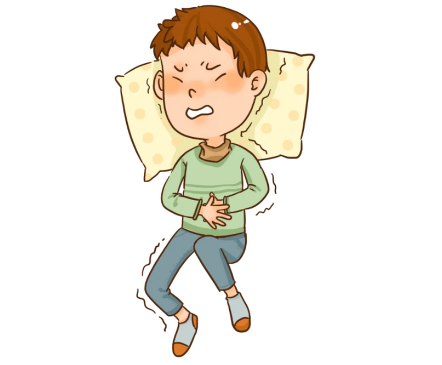 7岁的小良上课时肚子疼,但忍了过去没给老师说,回家后妈妈还夸他懂事.