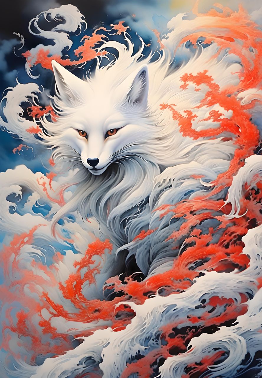 水墨画##狐狸##二次元##白狐##幻想##图片##动漫头像和壁纸##中国