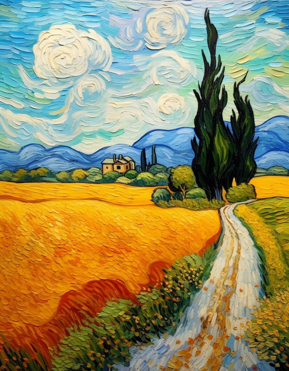 梵高油画风格--van gogh landscape  文森特·梵高,这位荷兰画家,以他