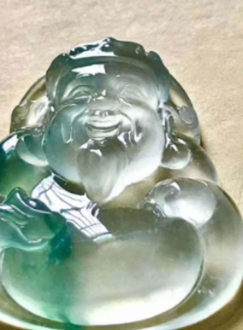 点击头像看直播##翡翠#高冰·底色正装大佛公底子冰透,胶泽细腻,巳篌