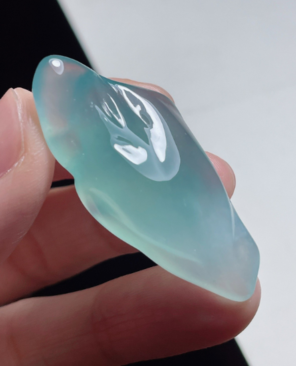 点击头像看直播##翡翠#冰蓝,冰感胶感十足,底子通透
