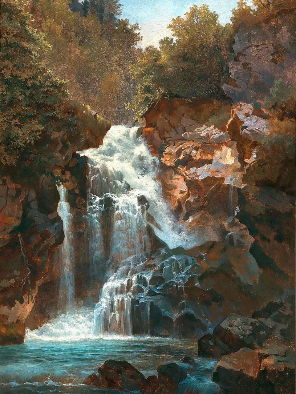 名画分享丨a roaring waterfall  名称:轰鸣的瀑布  作者:澳大利亚