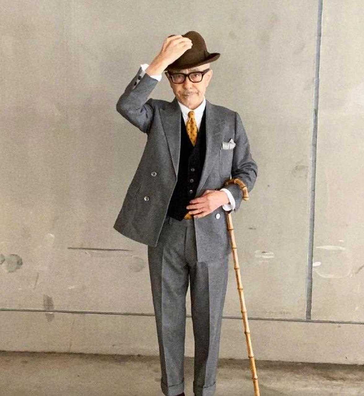 时尚不分年龄,穿搭不受身材限制,来自日本的爷爷kay,他的绅士穿铑