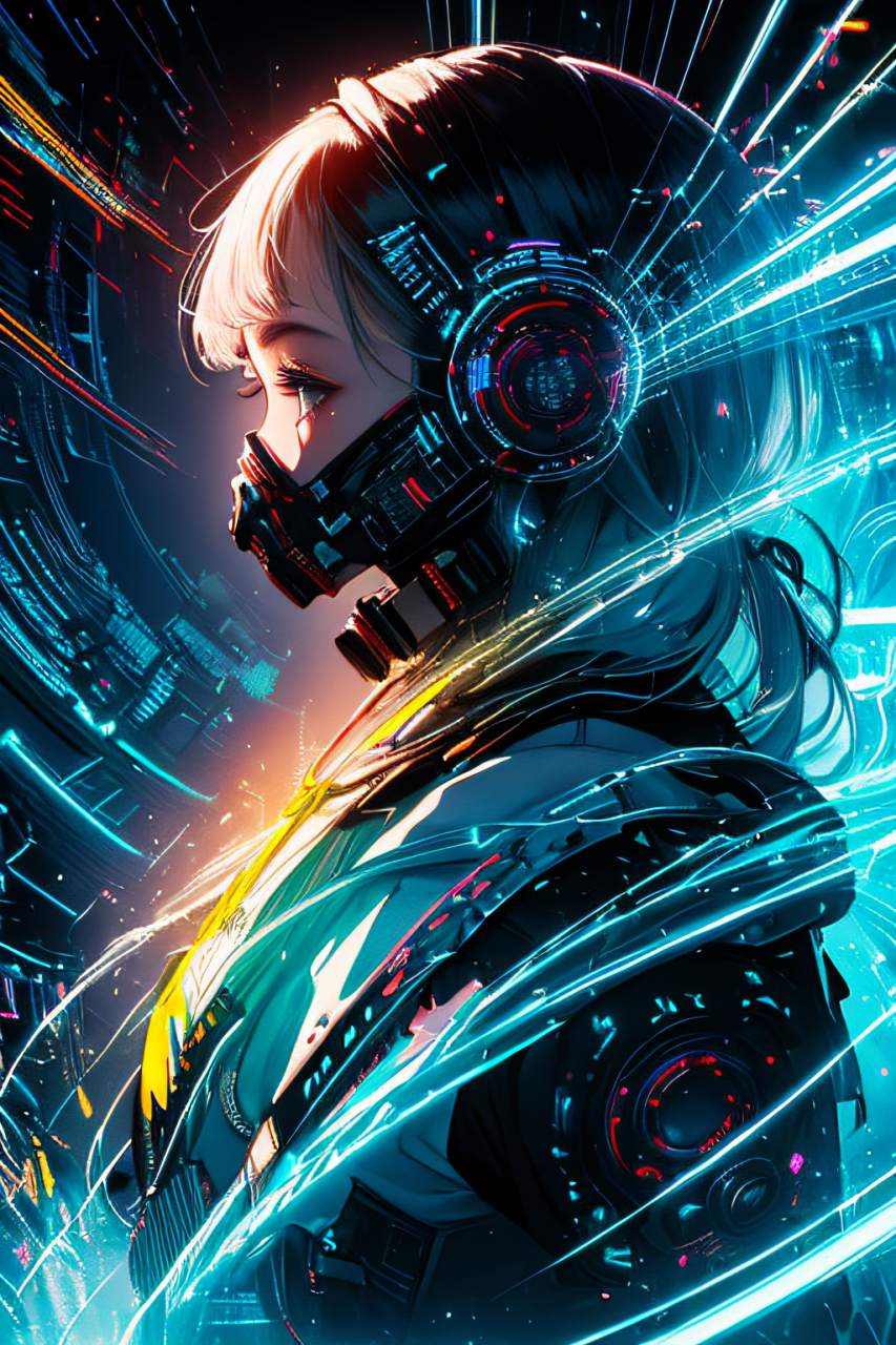 戴上面具,加入战斗.科幻美少女#二次元少女美图