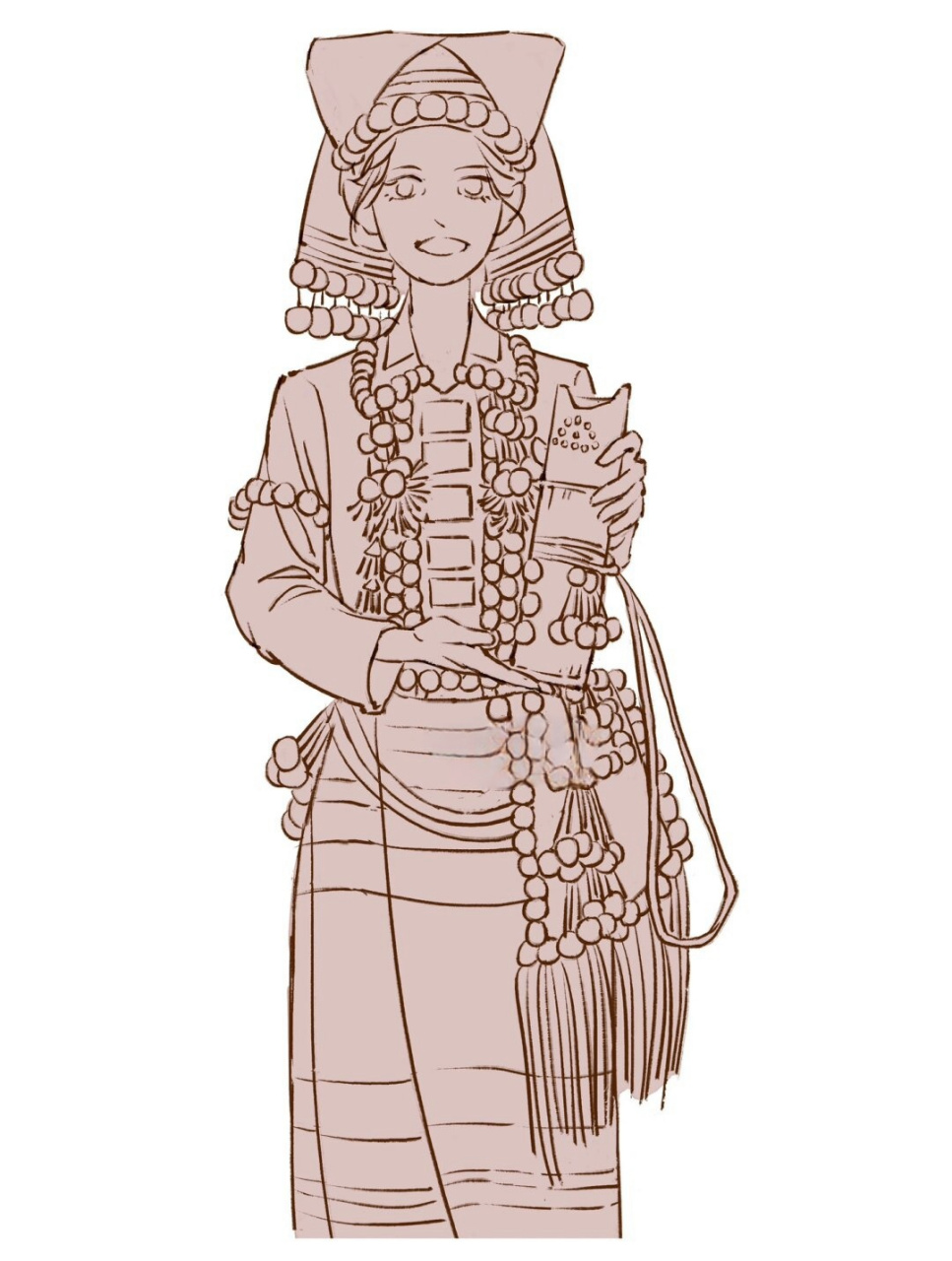 民族风情插画德昂族女孩