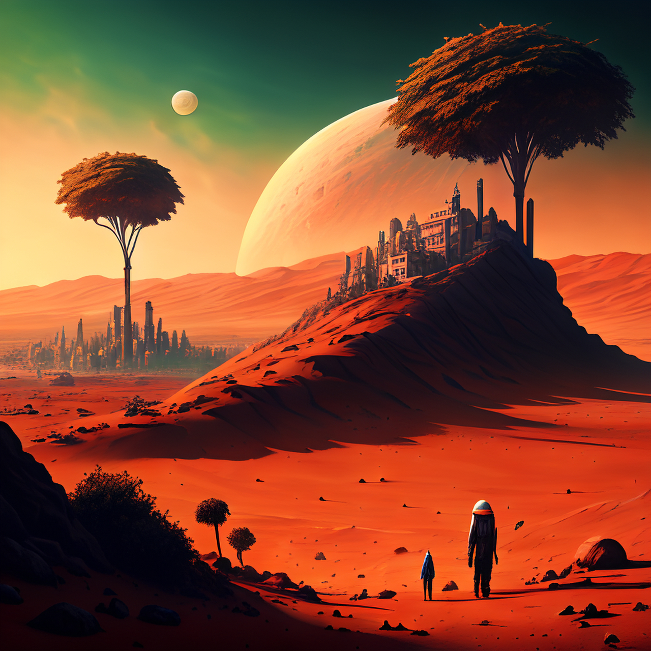 2056年,第二批人类来到火星,请描绘出一幅未来火星新城市的景象,沧海