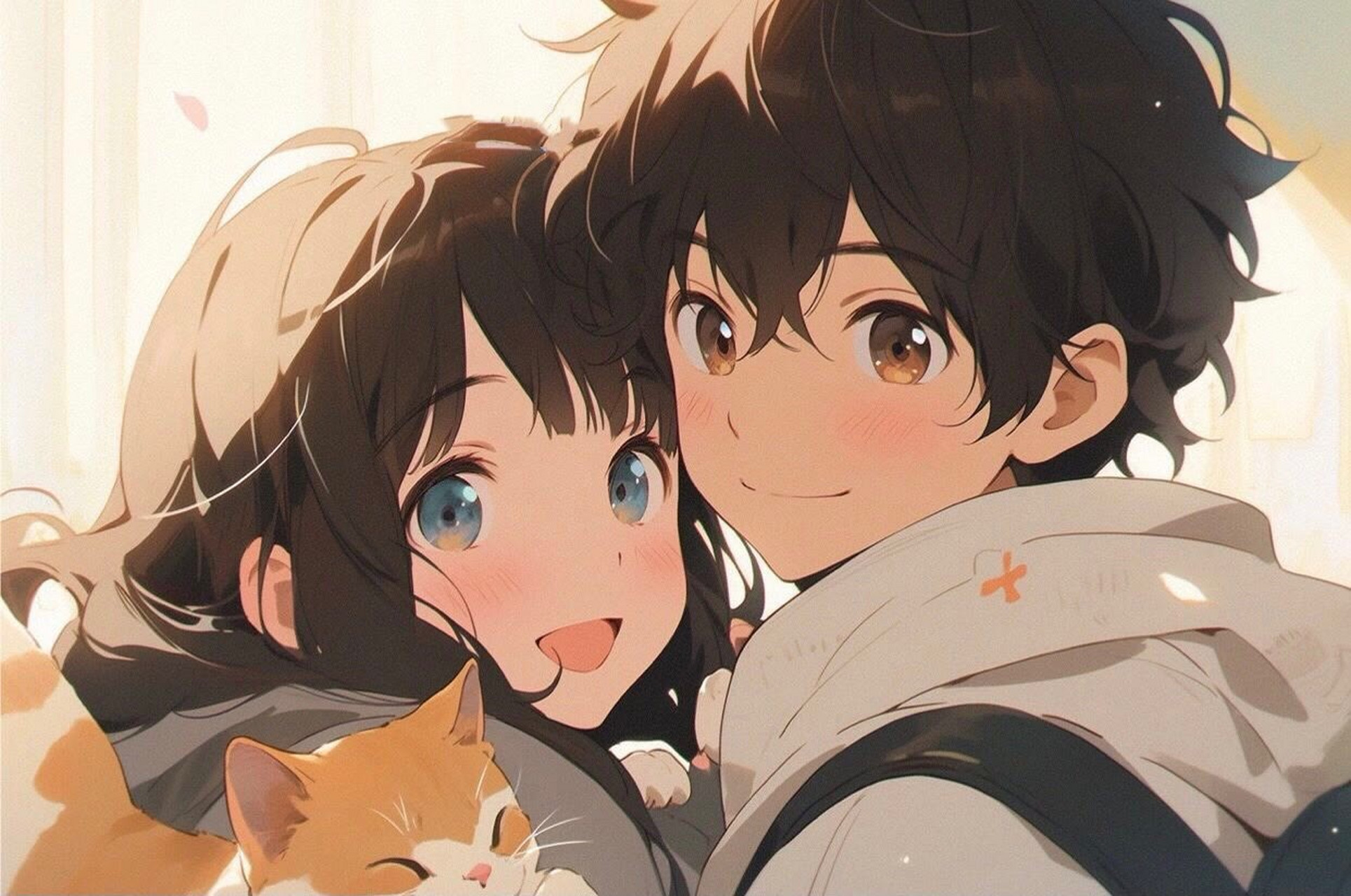 超可爱动漫情侣背景图