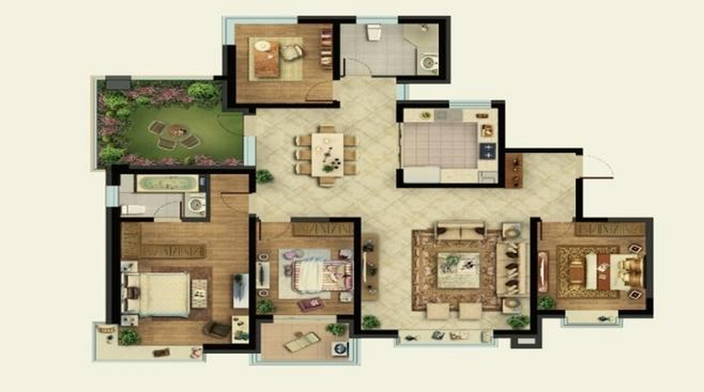 图一是齐润花园177㎡户型,图二是齐润花园205㎡户型.